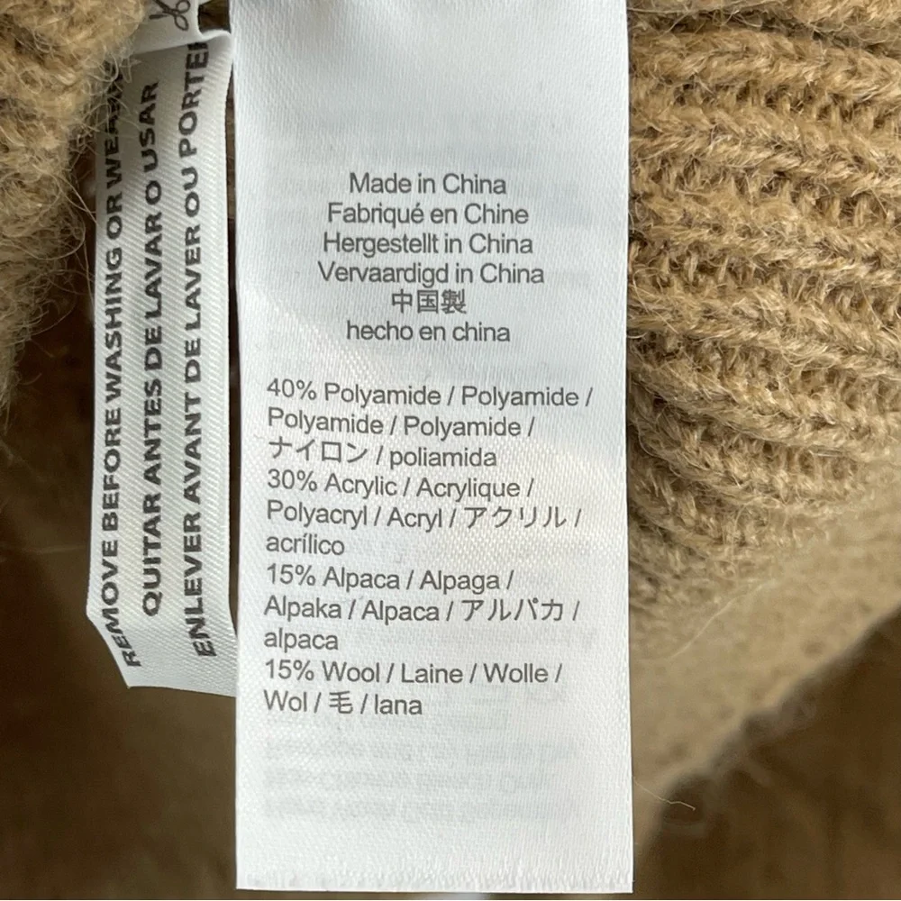 J.Crew‎ Camel Open Knit Alpaca Wool Blend Sweater Size S